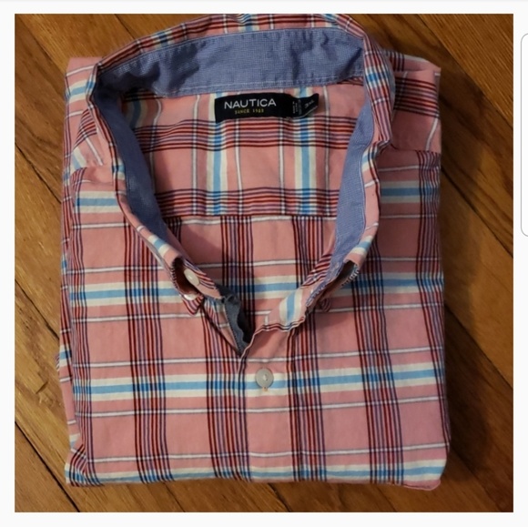 Nautica Other - Nautica Men's SS Pink Checker Button Down 3XL